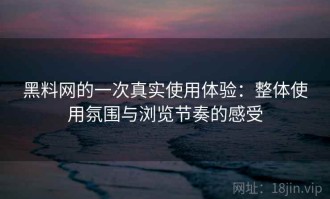 黑料网的一次真实使用体验：整体使用氛围与浏览节奏的感受