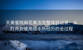 天美蜜桃麻花果冻完整体验记录：从打开到使用顺手所经历的全过程