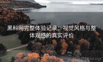 黑料网完整体验记录：视觉风格与整体观感的真实评价
