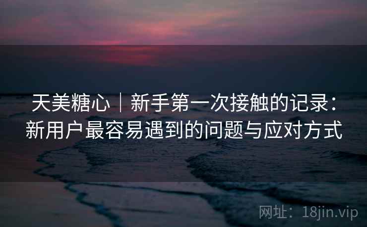 天美糖心|新手第一次接触的记录:新用户最容易遇到的问题与应对方式 天美糖心|新手第一次接触的记录:新用户最容易遇到的问题与应对方式